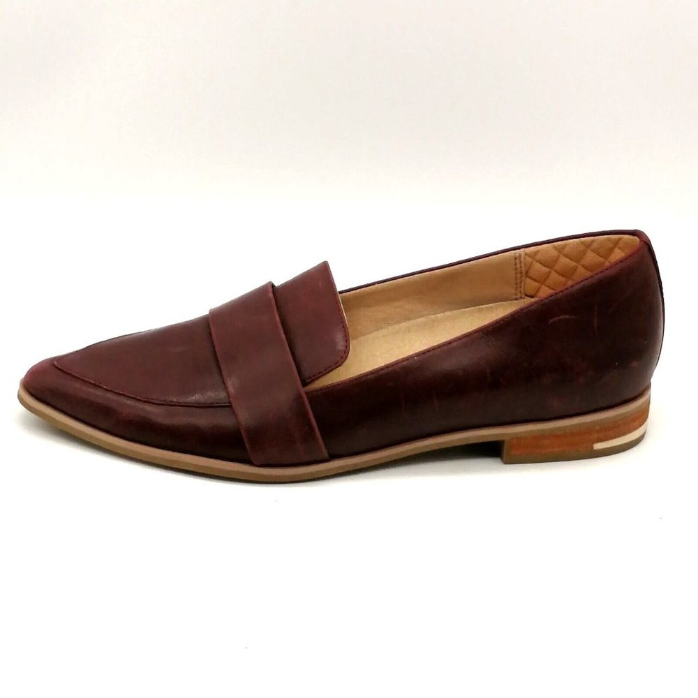 Dr Scholls Womens Loafer Faxon Brown Leather Slip On Pointed Toe Block Heel 7.5